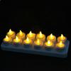 Set mit 12 wiederaufladbaren LED-Kerzen, flackernd, ohne Flamme, Teelicht, elektrische Lampe, wachsfrei, Valentinstag, Zuhause, Hochzeit, Weihnachten, Tischdekoration