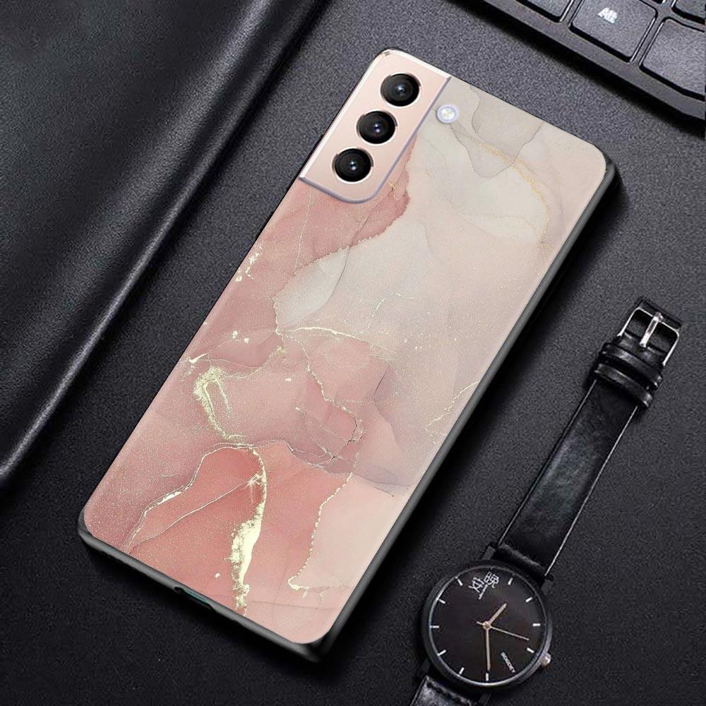 Rosa Gold Marmor Kunst Mode für Samsung Galaxy S21 S20 Ultra S10 Plus Lite S20FE 5G Fall für Galaxy S10e S9 S8 Rand schwarz Shell