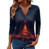 Women's Casual Fashionable Sexy Comfortable V-Neck Christmas Three-Quarter Sleeve Top