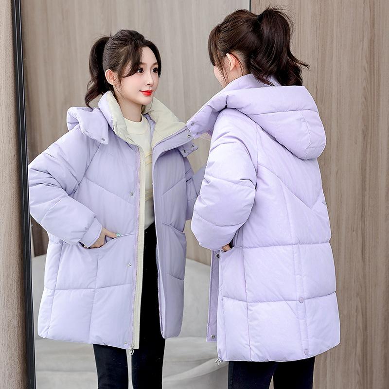 New Hooded Down-padded Jacket for Women, Mid-length Winter Loose Thickened Bread Coat, Cotton-padded Jacket