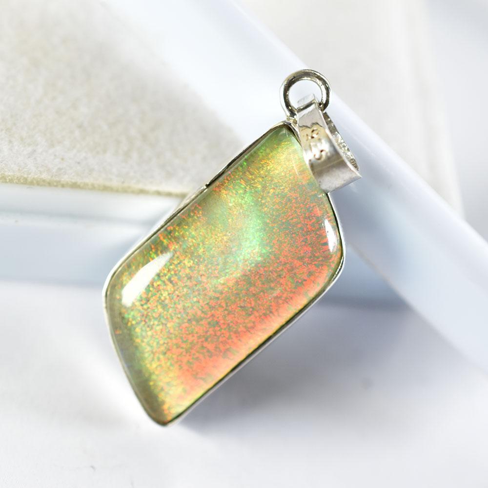 Natural Opal Pendant 32 ct Fancy 925 Sterling Silver October Birthstone for Gem Collections