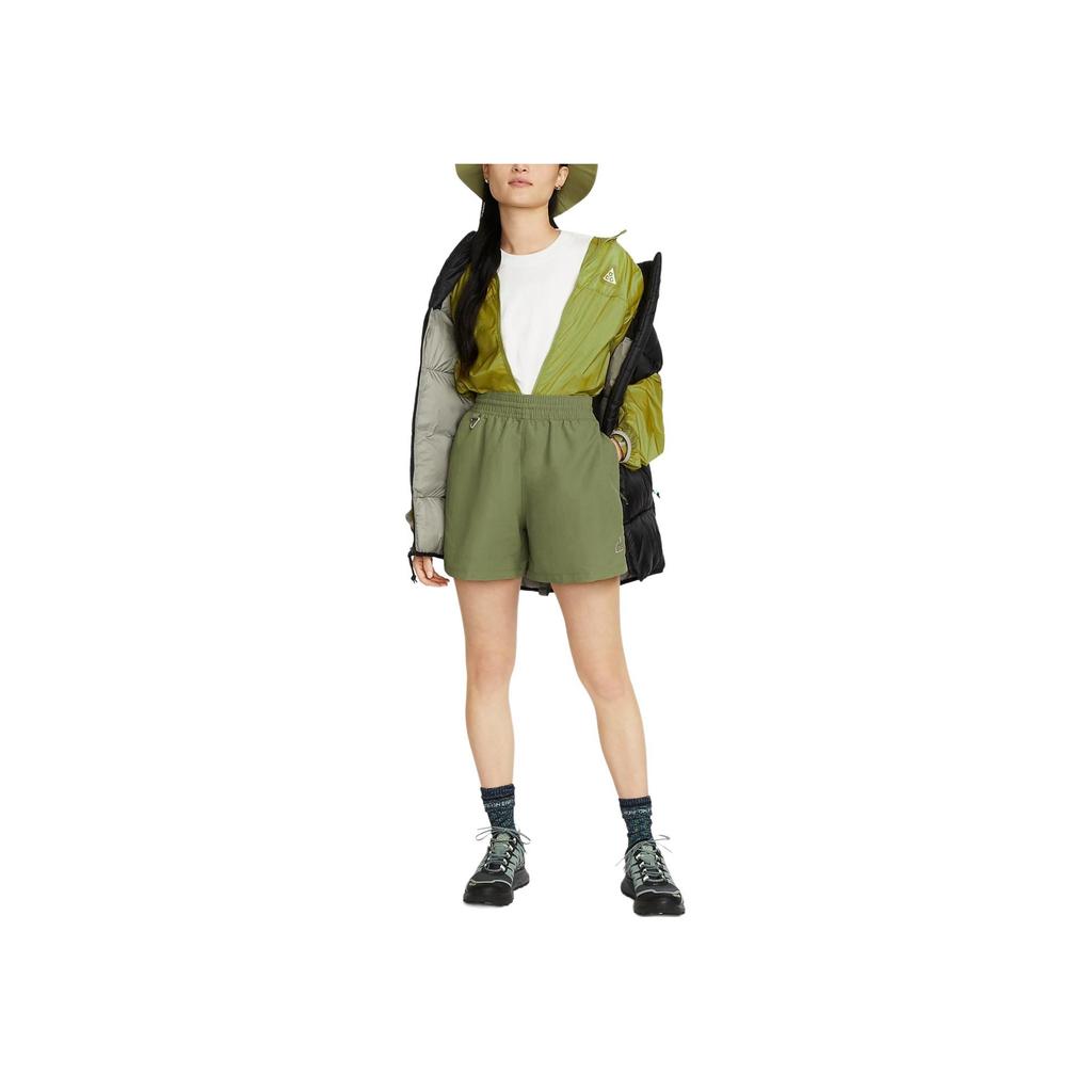 Nike ACG Solid Color Logo Print Sports Casual Shorts Women Bottoms Olive-Green DH8351-378