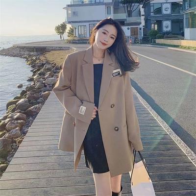 Sonbahar Gevşek Mizaç Kadın Takım Elbise Ceket Tek Göğüslü Blazer Feminino Siyah Elbise