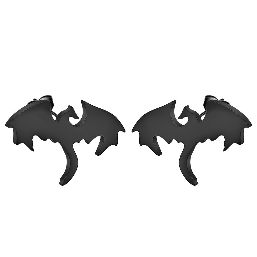 Punk Black Western Dragon Ear Stud Trend Men Stainless Steel Earrings for Women Personalize Rock Hip Hop Streetwear Jewelry Set