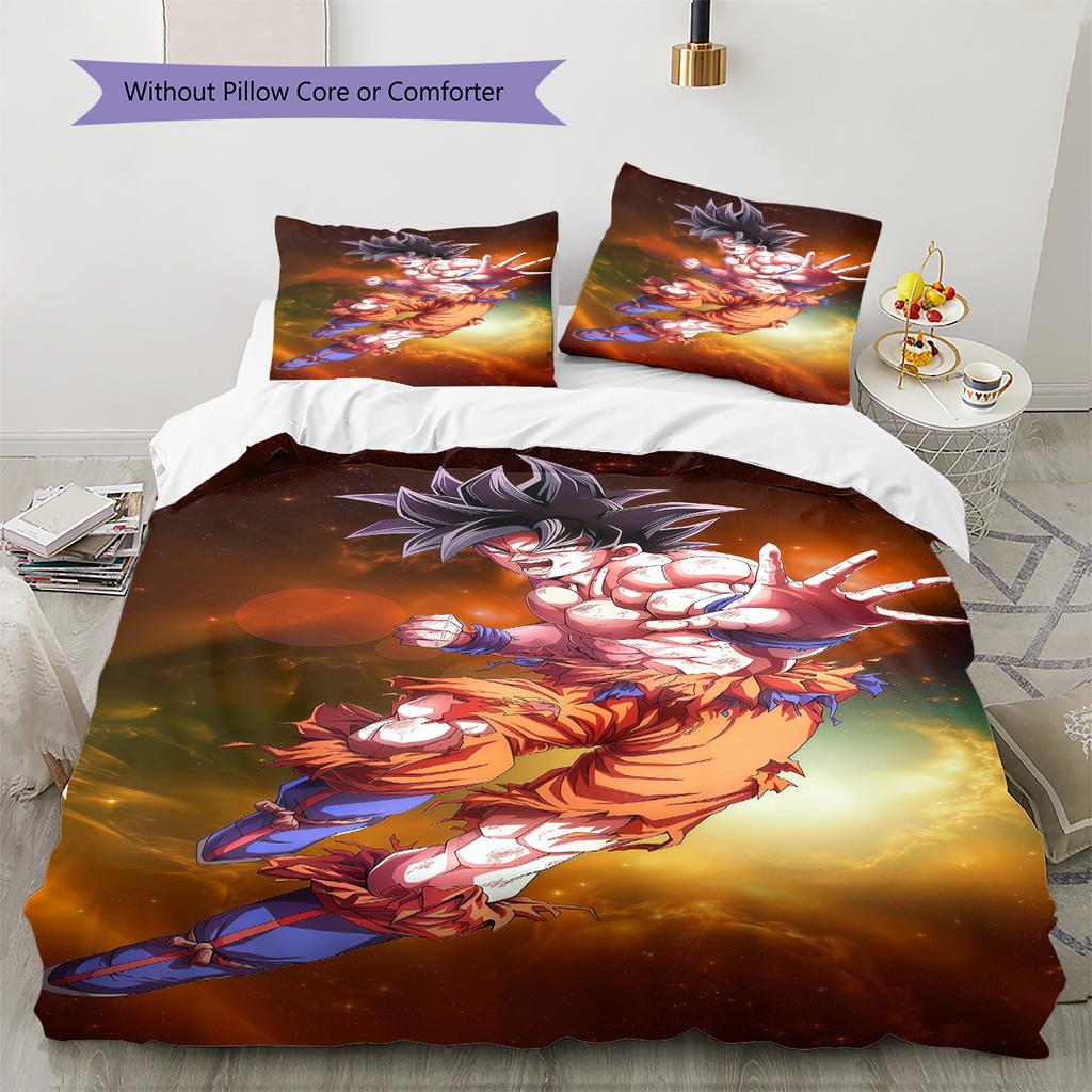 Biancheria da letto con motivo Son Goku, Set piumone Copripiumone Federa Regalo di compleanno per la casa (1 * copripiumino + 2 * federa, senza nucleo)