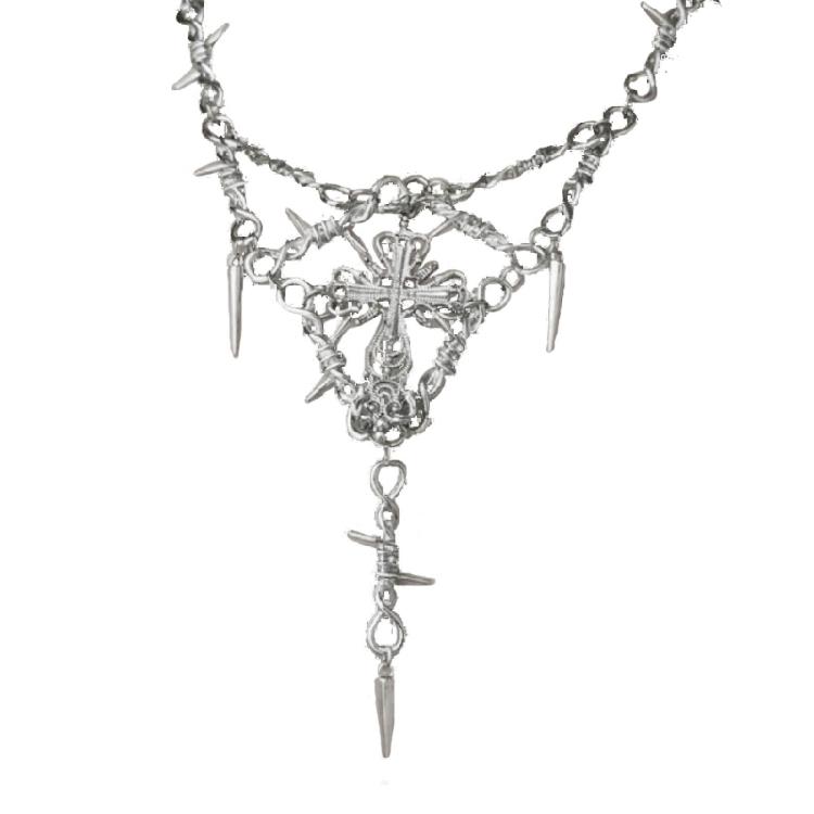 

Necklace Jewelry for Men Women Y2K Safty Spur Cross Pendant Choker Chain Party 1