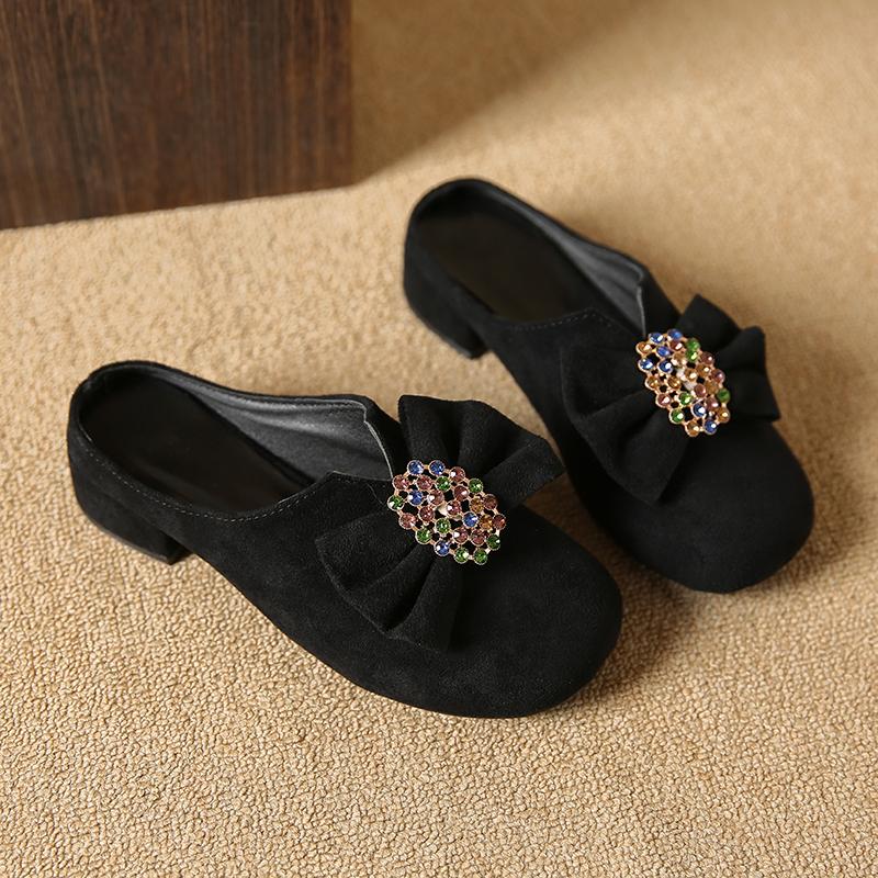Fashion Aphixta Yellow 3.5cm High Heels Elegant Women Slides Round Toe Shallow Summer Dress Slides Sexy Bow Heels Shoes Plus Size 44
