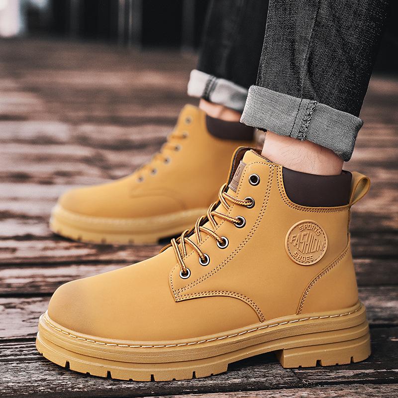 Bumblebee men's autumn new breathable high-top Martin boots men's British retro tooling shoes boots with thick soles