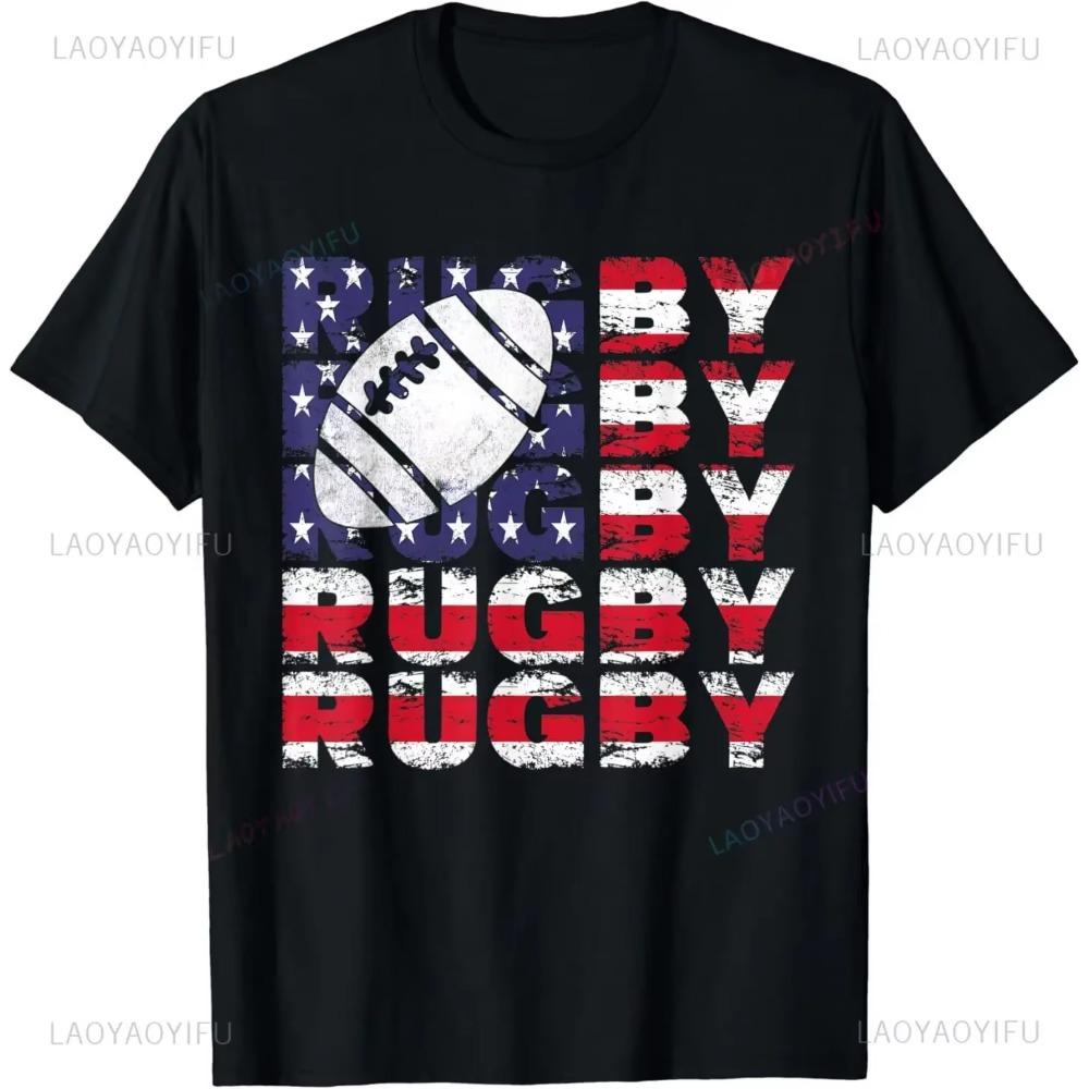 Vintage Rugby Player Sports Retro Men Boys Soccer T-Shirt Cute Print Cartoon TShirt Men Women Fashion Tee Creativity Short-sleev