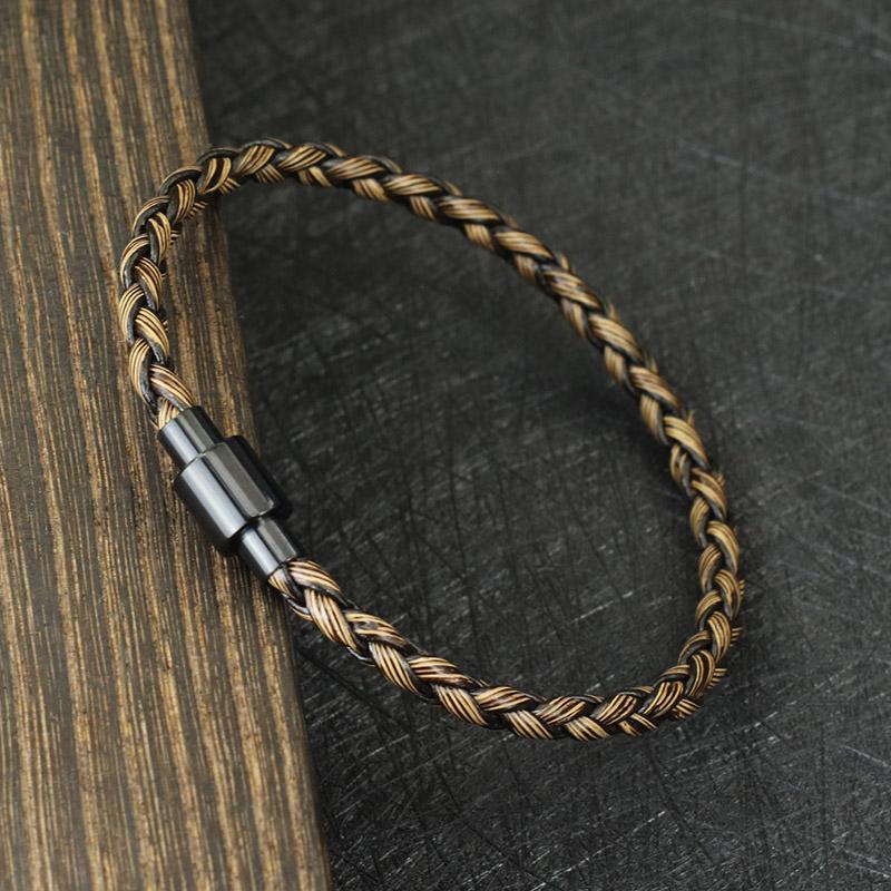 

Noter New Men Leather Bracelet Stainless Steel Magnetic Buckle Punk Braslet Cuir Homme Handmade Vintage Jewelry Gift For Him 17.5cm темно-коричневого