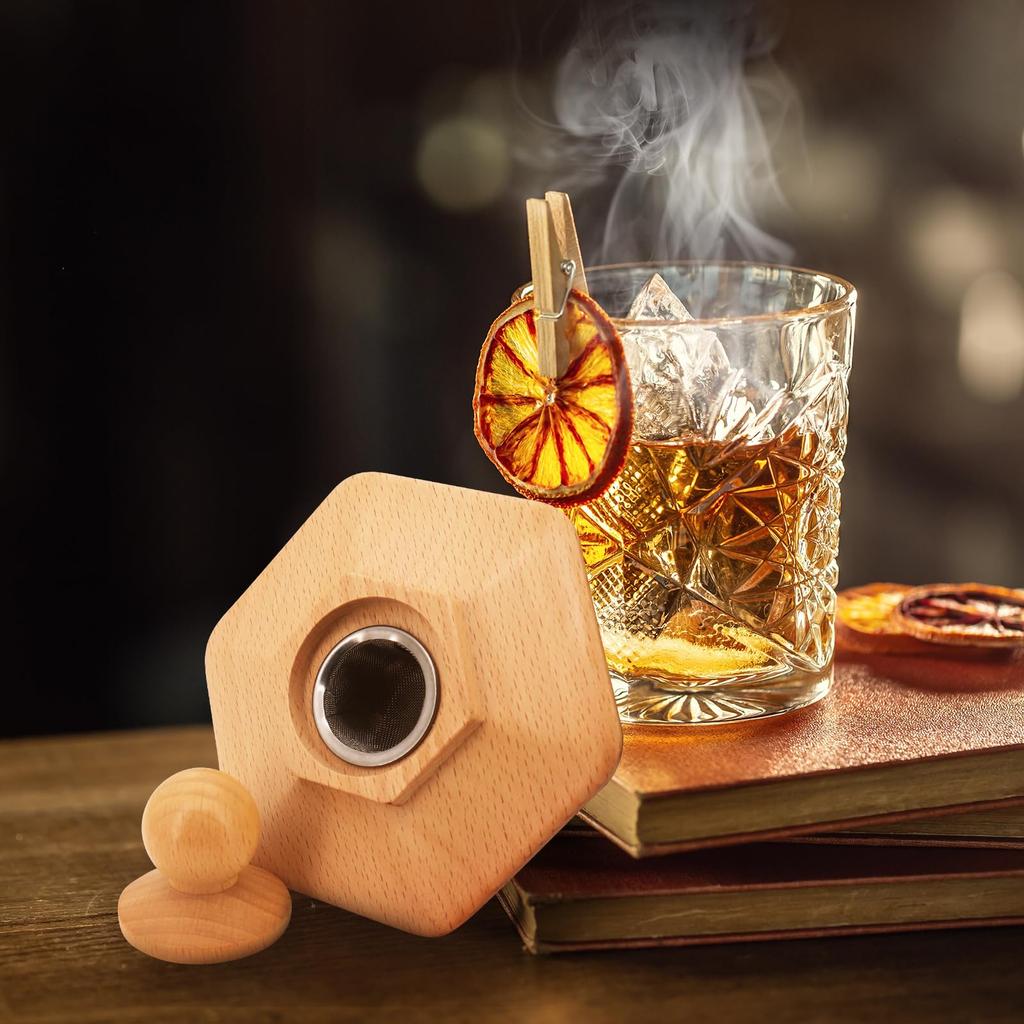 Cocktail Smoker Kit With Wood Chips Whiskey Wooden Smoked Wood Hood Smoker For Drinks Kitchen Bar Accessories Tools Bar Cocktail