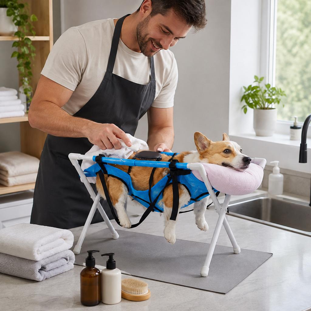 Detachable pet bathing and grooming with pillow (pillow color is random)