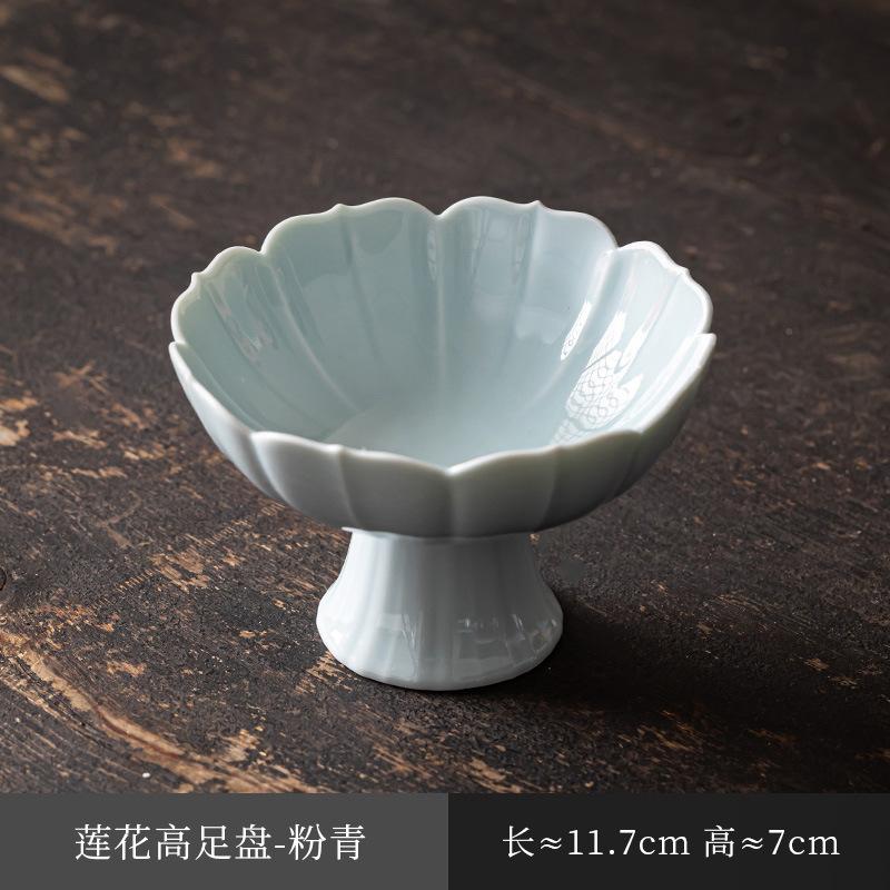 Čínská keramická mísa na ovoce na vysoké noze Zenová mísa na občerstvení pro Buddhu Talíř na pečivo Vynikající talíř na svačinu na vysoké noze Zásnubní talíř