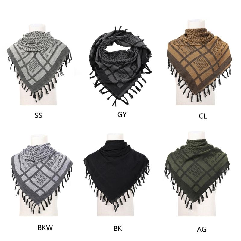 Trendy Adult Shemagh Scarf with Jacquard Pattern Tactically Arab Keffiyeh Scarf