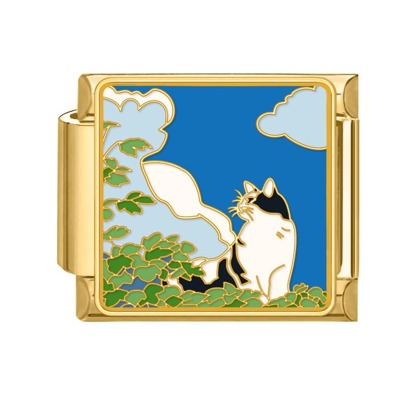 Y2K Golden Charm Camera Heart Cherry Shark Cat Sun Italian Charm Links Fit 9MM Bracelet Stainless Steel DIY Jewelry Making Gifts