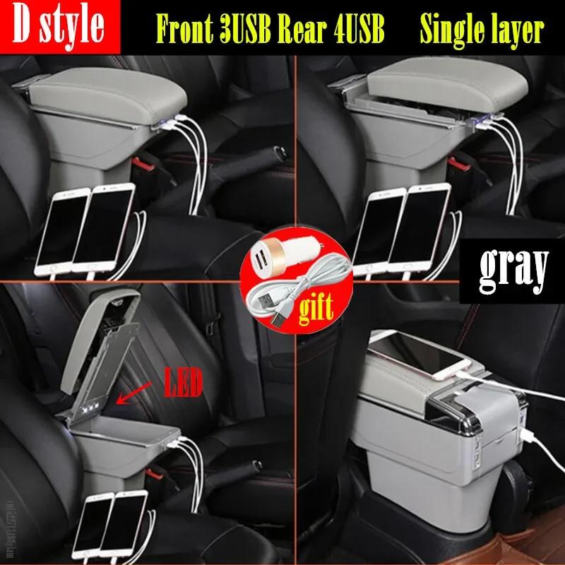 For Ford Fusion Armrest box For Ford Fiesta Mk5 Car armrest box Central storage Box Retrofit with USB Car Accessories