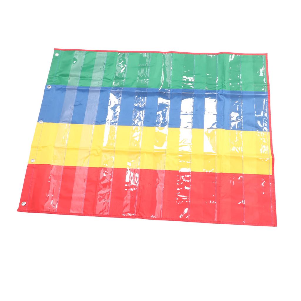 4 Column Hanging Pocket Chart for Classroom Heavy Duty Clear Metal Hook Double Sided Learning