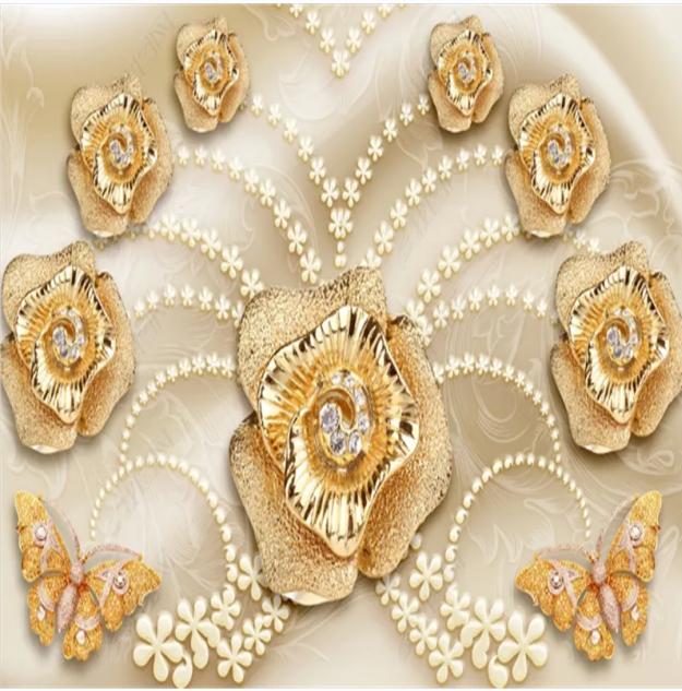 Modern Celestial 3D Mural Flower Jewelry Wallpaper for Living Room Sofa TV Background Wall Paper Home Decor
