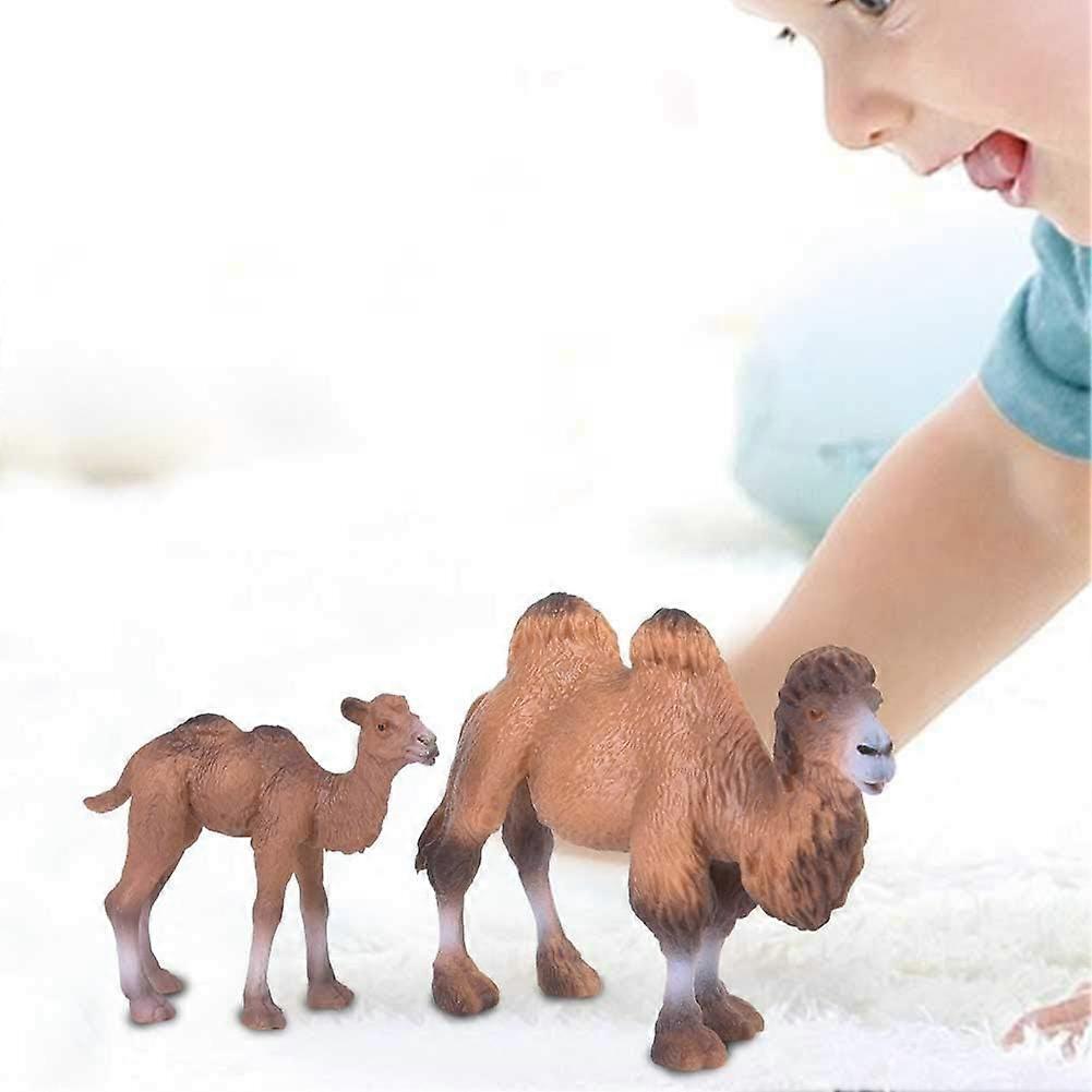 Animal Model Toy, 2pcs Miniature Wild Safari Wildlife World Animal Figures Desktop Decoration Bactrian Camel Model Toy Home Decor Gifts for Kid Childr
