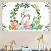 2D Boy Baby Shower Party Backdrop with Colorful Dinosaurs Photo Banner