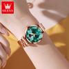 OLEVS Original Quartz Watch for Women Fashion Rhombus Mirror Elegant Rose Gold Steel Strap Waterproof Women's Dress Wristwatches
