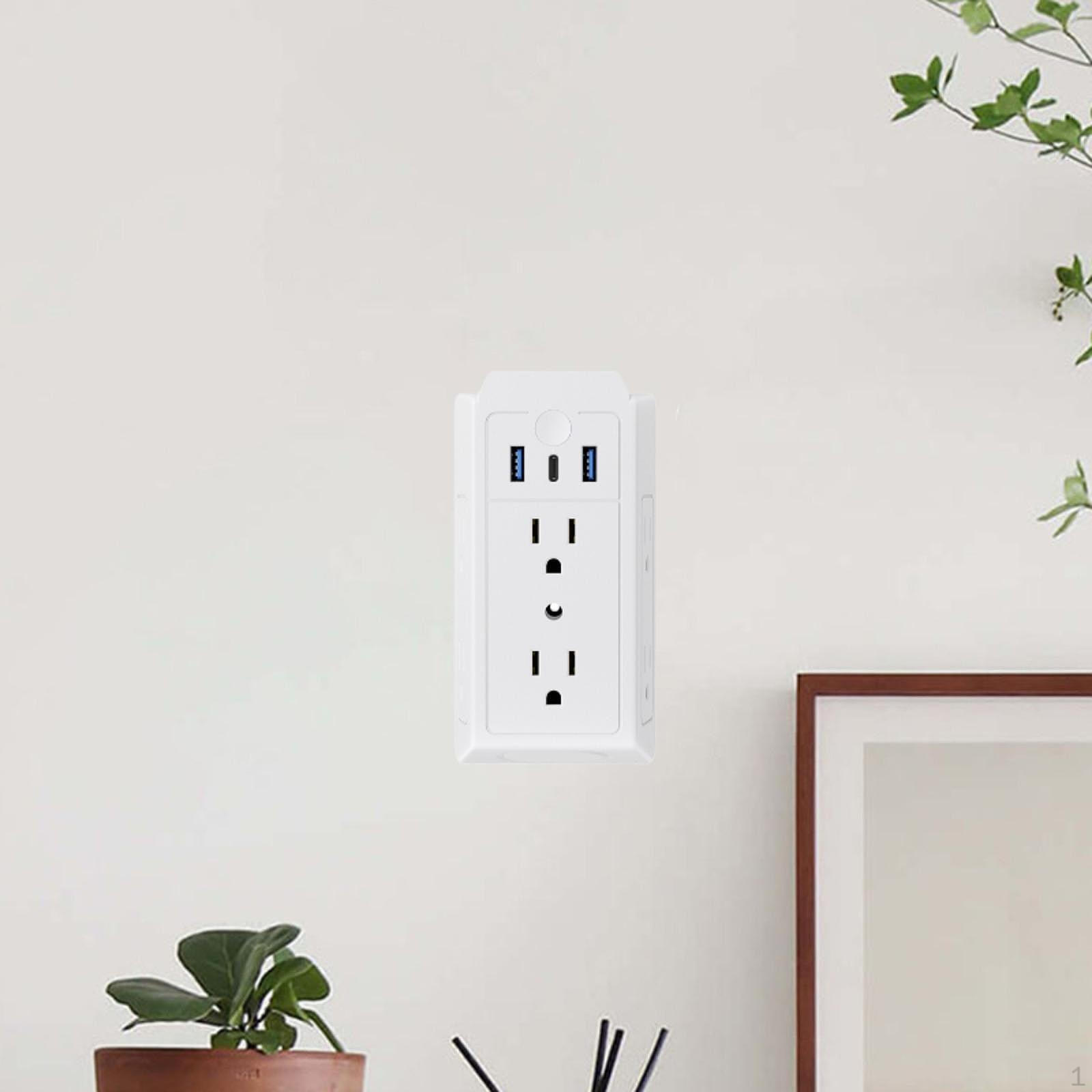 

6 Outlet Surge Protector Extender 3 Sided US 110V Plug 5.5x2x1.8inch Accessories Multipurpose with