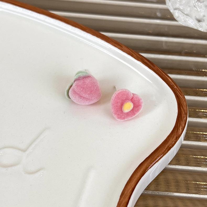 

Новые сладкие серьги с фруктами для девочек, свежие и милые серьги персикового цвета с сердечками для девочек, подходящие к серьгам 1.4*1.4cm