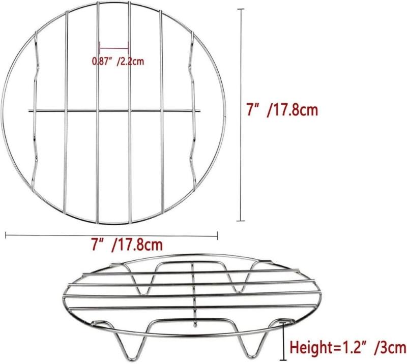2 Pieces 7 Inch Air Fryers Basket Tray Nonstick Stainless Steel Dehydrator Rack for Crispy Cooking Baking Accessories