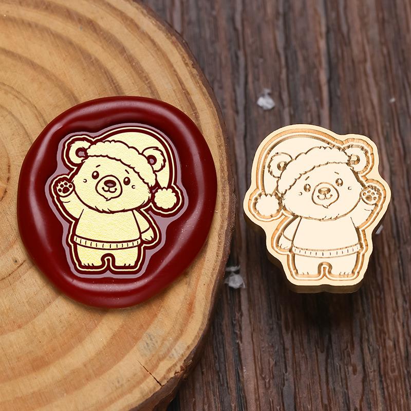 Stamp Christmas Series Relief Lacquer Seal Header Snowflake Deer Brass Carving Hand Diy Copper Head