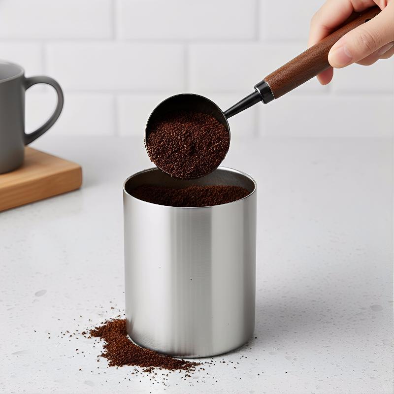 Coffee Measuring Spoon Stainless Steel Handle with Walnut Wood 1TBSP Capacity for Precise Coffee Dose Kitchen Barista Tool