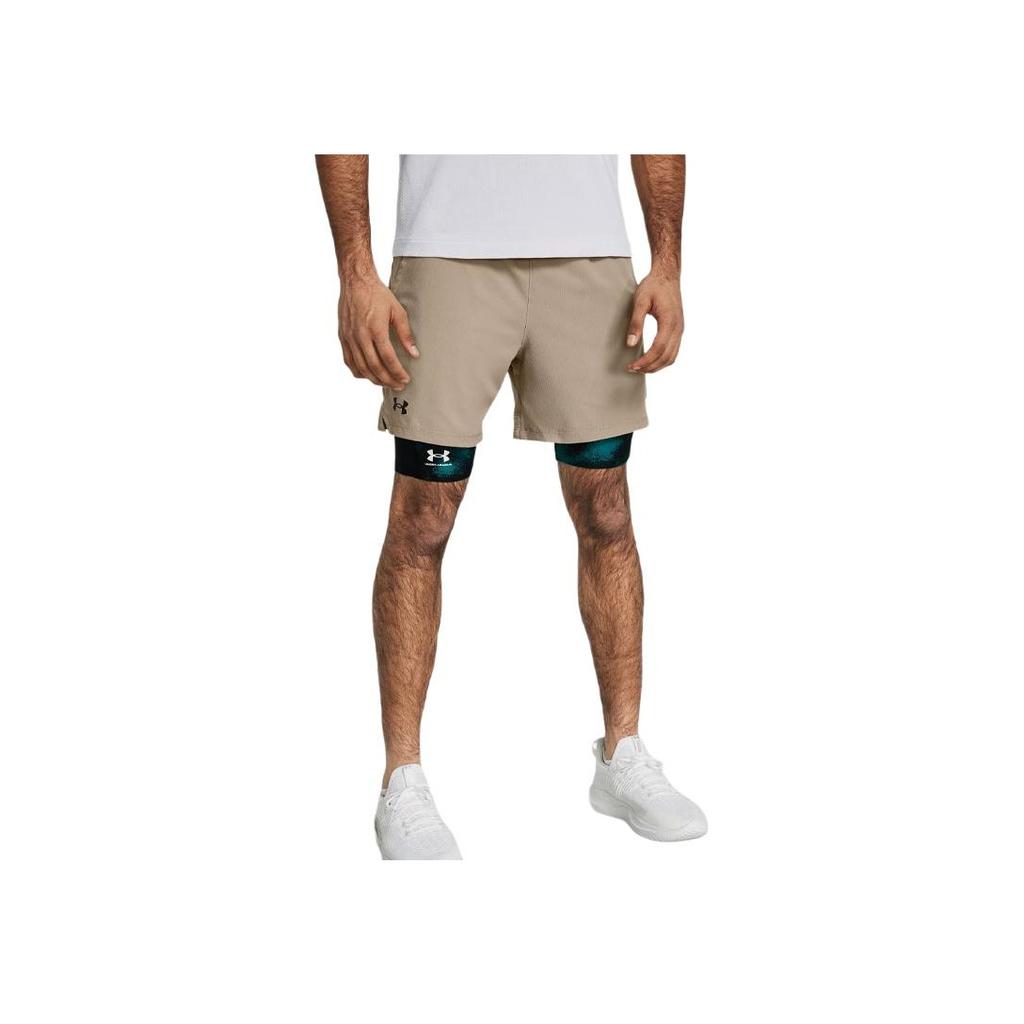 Under Armour UA Vanish Color Block Logo Comfortable Breathable Quick Dry Casual Shorts Men shorts Khaki 1373718-203
