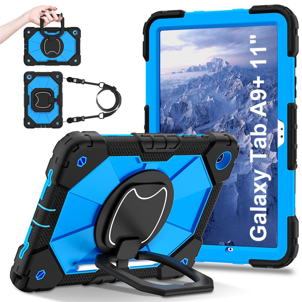 Samsung Galaxy A9/A9 Plus Anti-Drop Tablet Case with 360° Rotating Stand, Wristband, and Shoulder Strap