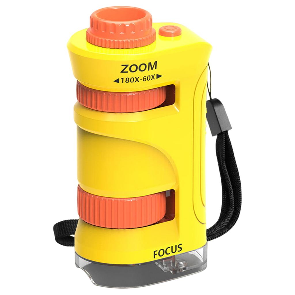 60X-180X LED Pocket Microscope Built-in LED Light with 60x-180x Magnification for Children Students Adults Laboratory School