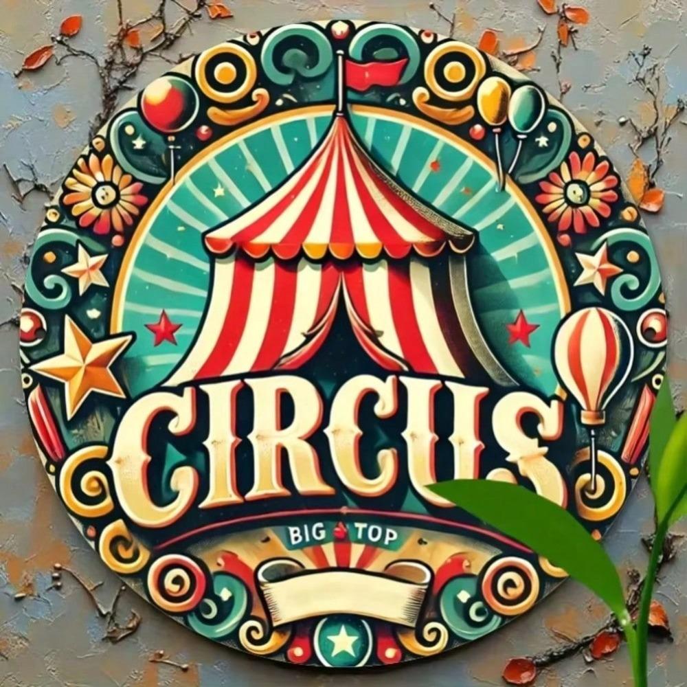 Circus Striped Tent Star Iron Wall Art Vintage Decor Home Office Cafe
