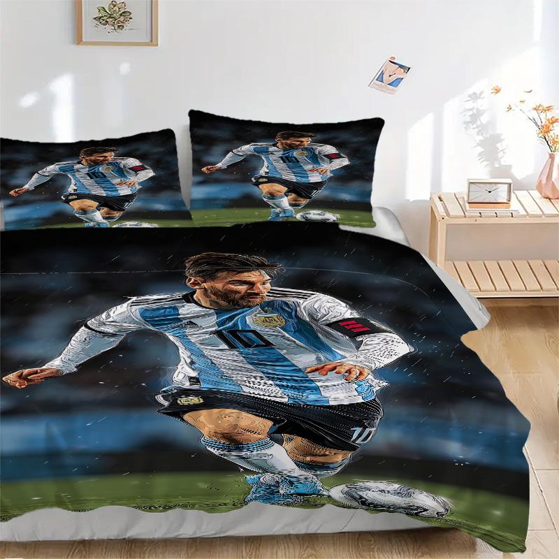 Argentina Football Player Action Print 3Pcs Bedding Setduvet Cover With 2 Bedropillowcase Home Birthday Gift