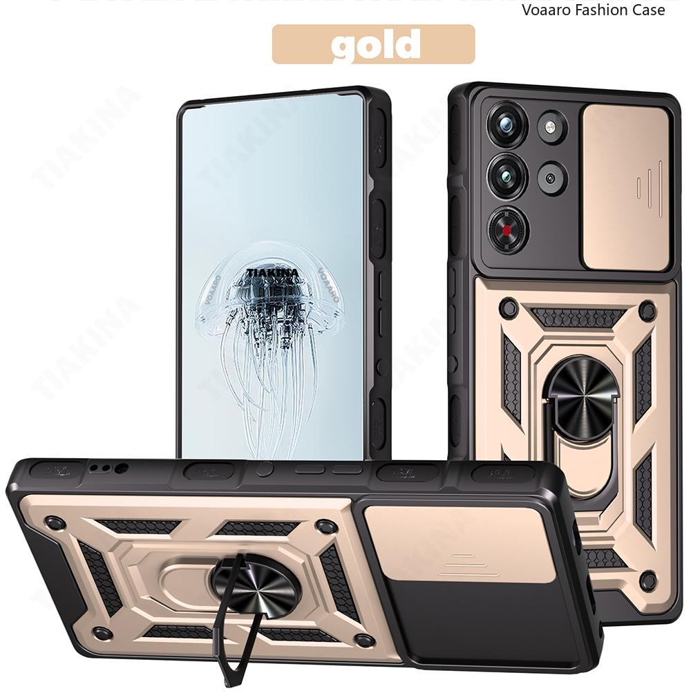 Slide Lens Armor Funda for ZTE nubia RedMagic 10 Pro 5G Case for ZTE nubia RedMagic 10 Pro 5G Case Magnetic Ring Stand Cover