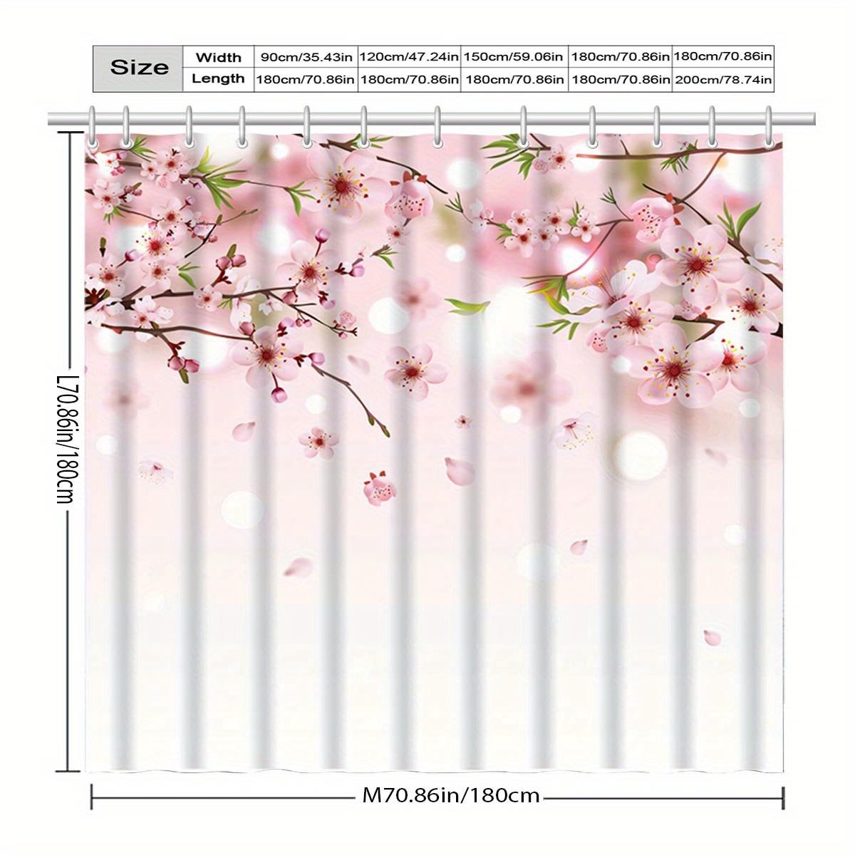 

Cherry Blossom Shower Curtain Pink Flowers Spring Design Soft Light Effect Waterproof Fabric Multiple Sizes W60H190(CM)-1 Pcs