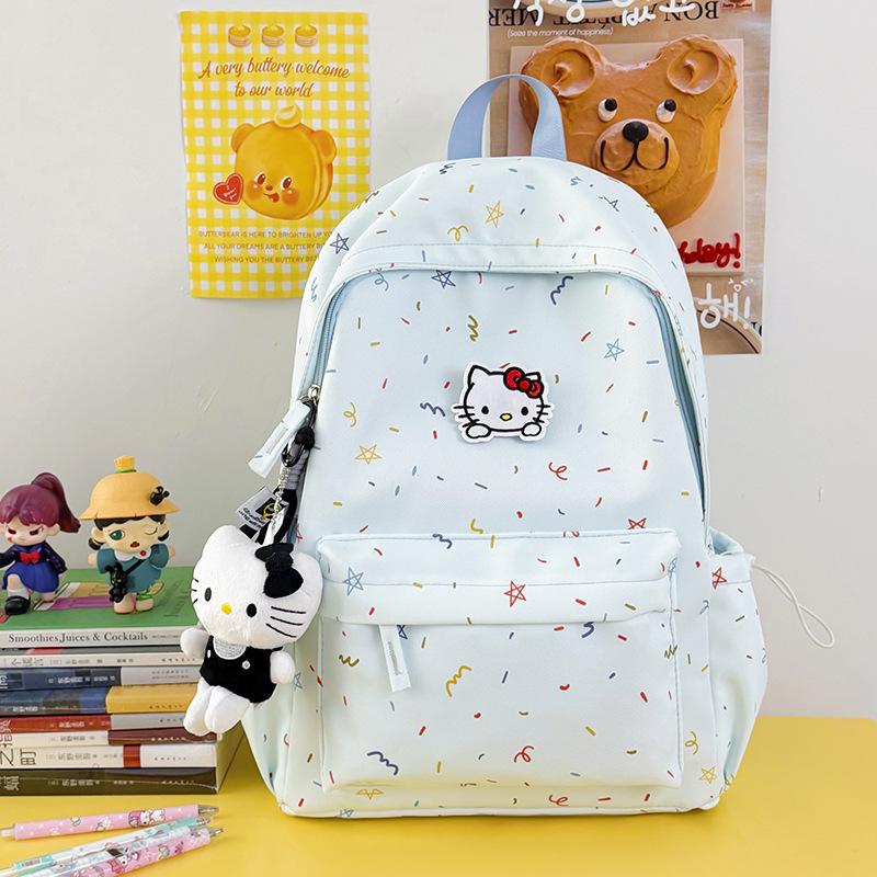 Schoolbag milk fufu light blue colored star backpack Korean ins wind soft sister campus student party class sweet backpack
