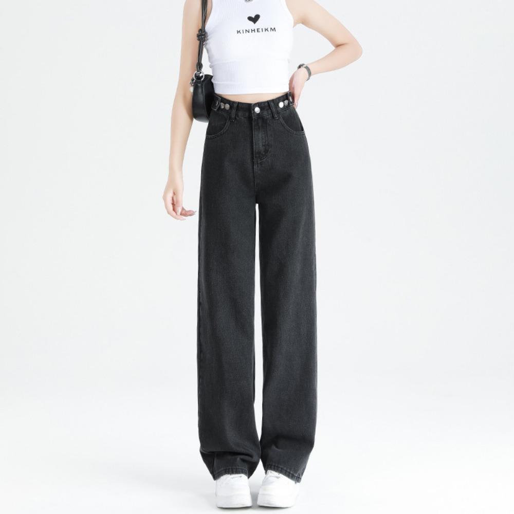 High Waist Korean Wide Leg Jeans Women's Spring and Autumn New Fashion and Thin Versatile Straight Mopping Trousers Tide