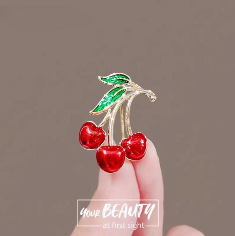 Emaliowane Broszki Wiśnie dla Kobiet Unisex Emaliowane Wiśnie Przypinki Kolekcja na Imprezę Biurową Prezenty dla Przyjaciół Akcesoria