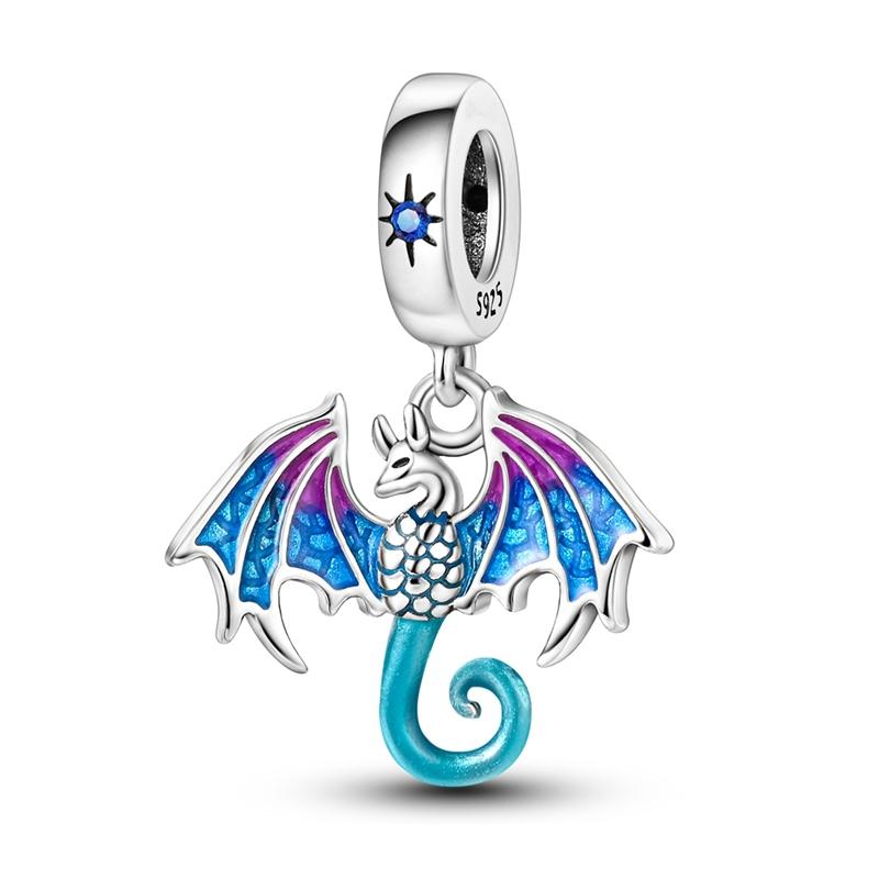 MULA 925 Silver Dinosaur Charms Pendant Beads Fit Original Pan Snake Chain Bracelet DIY For Women Jewelry Gift