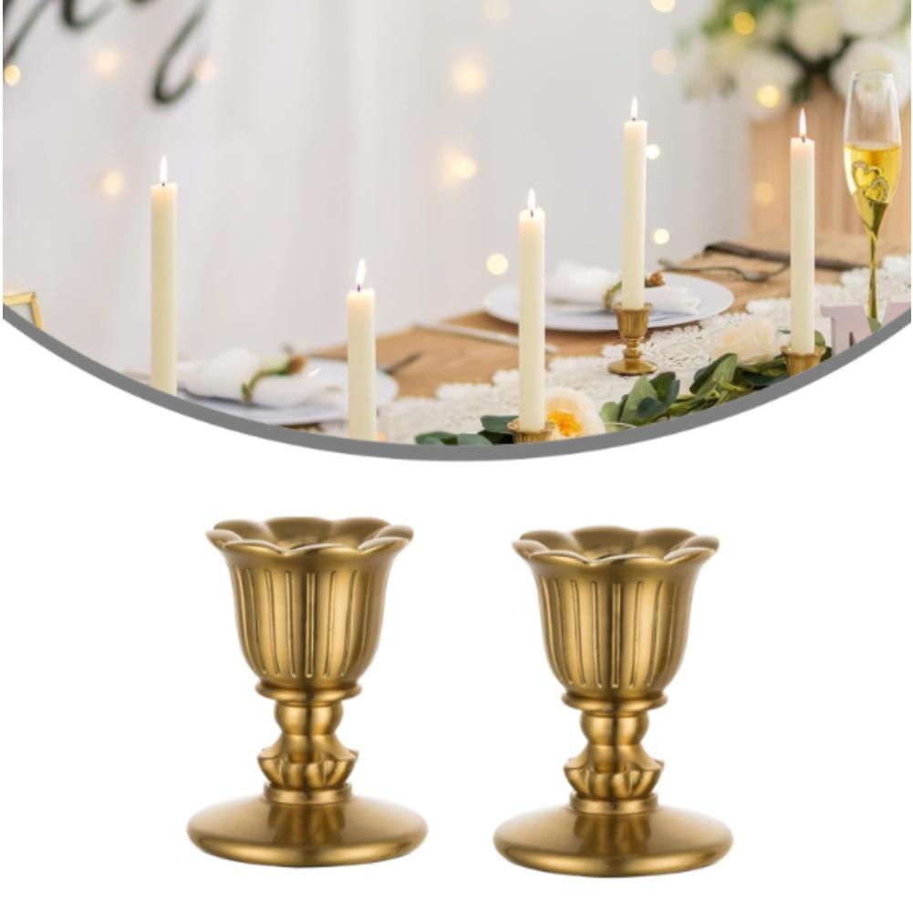 Vintage Gold Metal Candle Holder With Handle For Pillar Candles Wedding Party Home Dining Table Decor