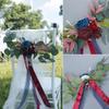 Chair Back Flower Reusable Artificial Rose Decoration for Outdoor Wedding Celebration Party Photography Pinkish