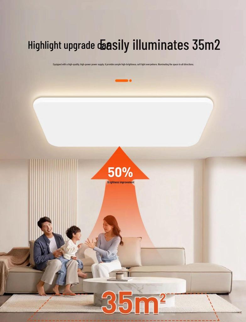 Ultra-Thin Cream Ceiling Light - Full Spectrum Eye Protection for Living Room
