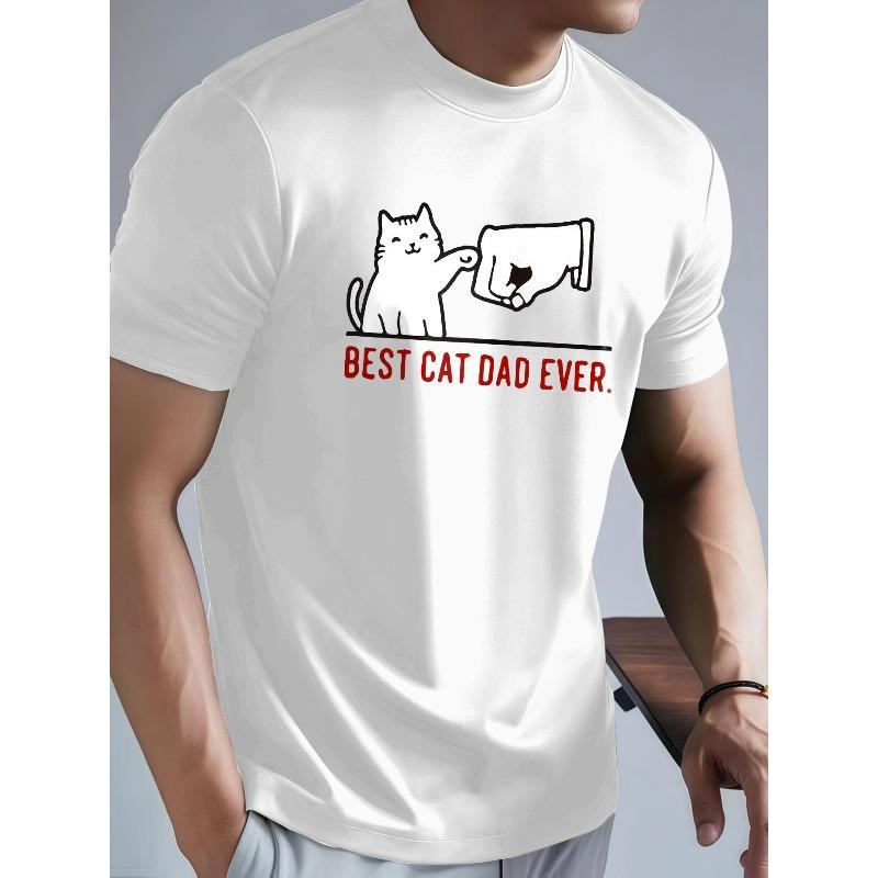 

Мужская удобная футболка с круглым вырезом и принтом «Кот-боксер», Спортивная повседневная мужская слегка эластичная футболка, Универсальная классическая футболка для спорта, отдыха S белый