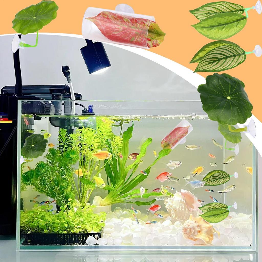 Betta Fish Hammock 5 Pieces Adjustable Betta Leaf Hammock Fish Toys Set Aquarium Decor For Corner Sleeping Breeding Playing