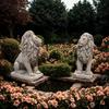 Escultura de león de hormigón gris figura de león de jardín estilo art déco