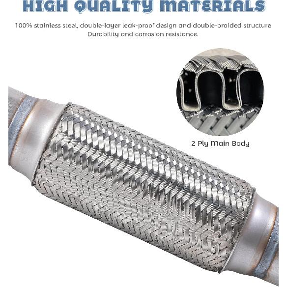 Flex Pipe,Heavy Duty Exhaust Flex Pipe,Car Accessories Stainless Steel Flexible Exhaust Pipes,Universal Muffler Tube Automotive Replacement,Suitable