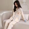 Premium Pajamas Women's Spring and Autumn Thin Long-sleeved Trousers Simple Casual Women's Loungewear Two-piece Set Can Be Worn Outside