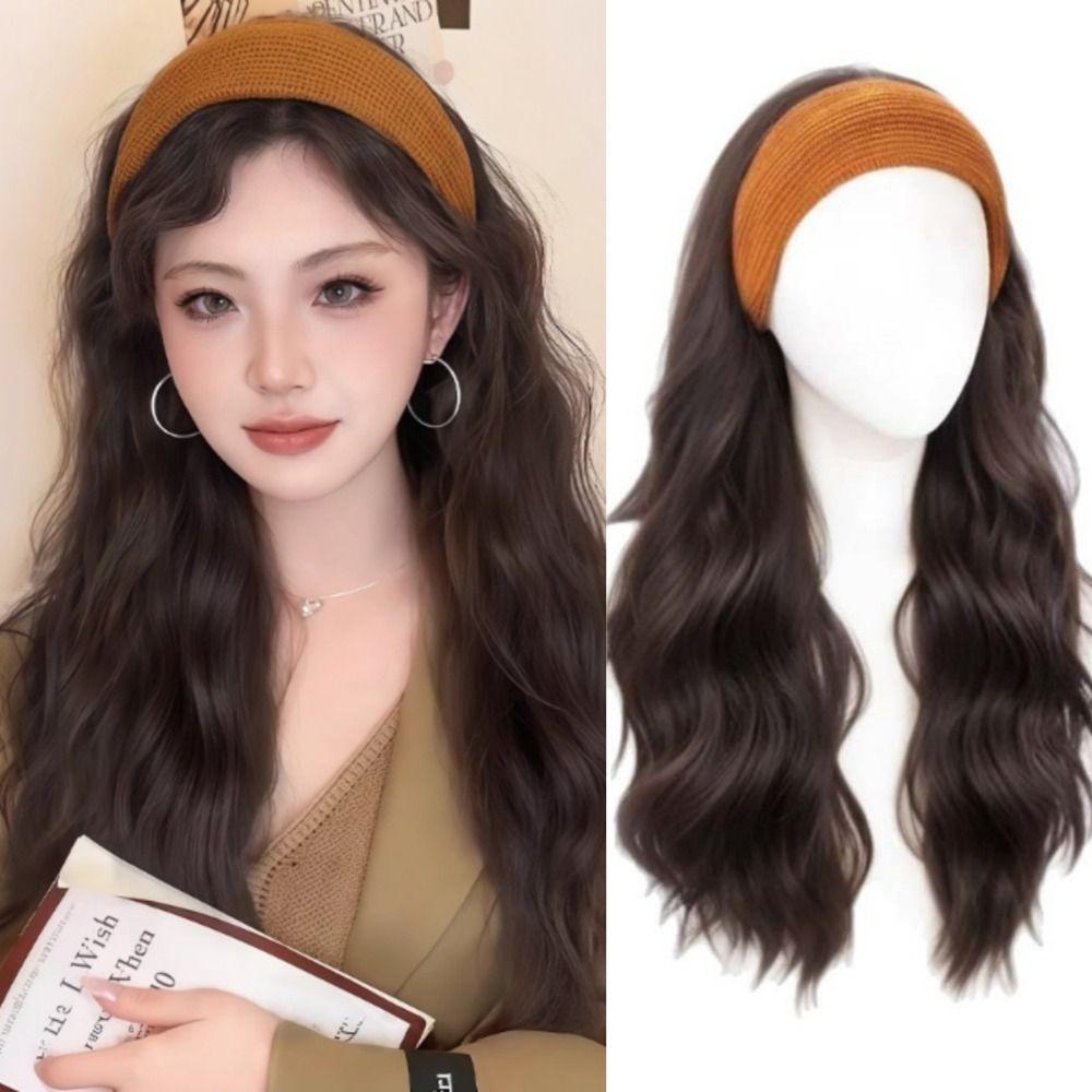 Hair Hoop Half Headband Wig Hairpieces Long Wavy Curly Hair  Party